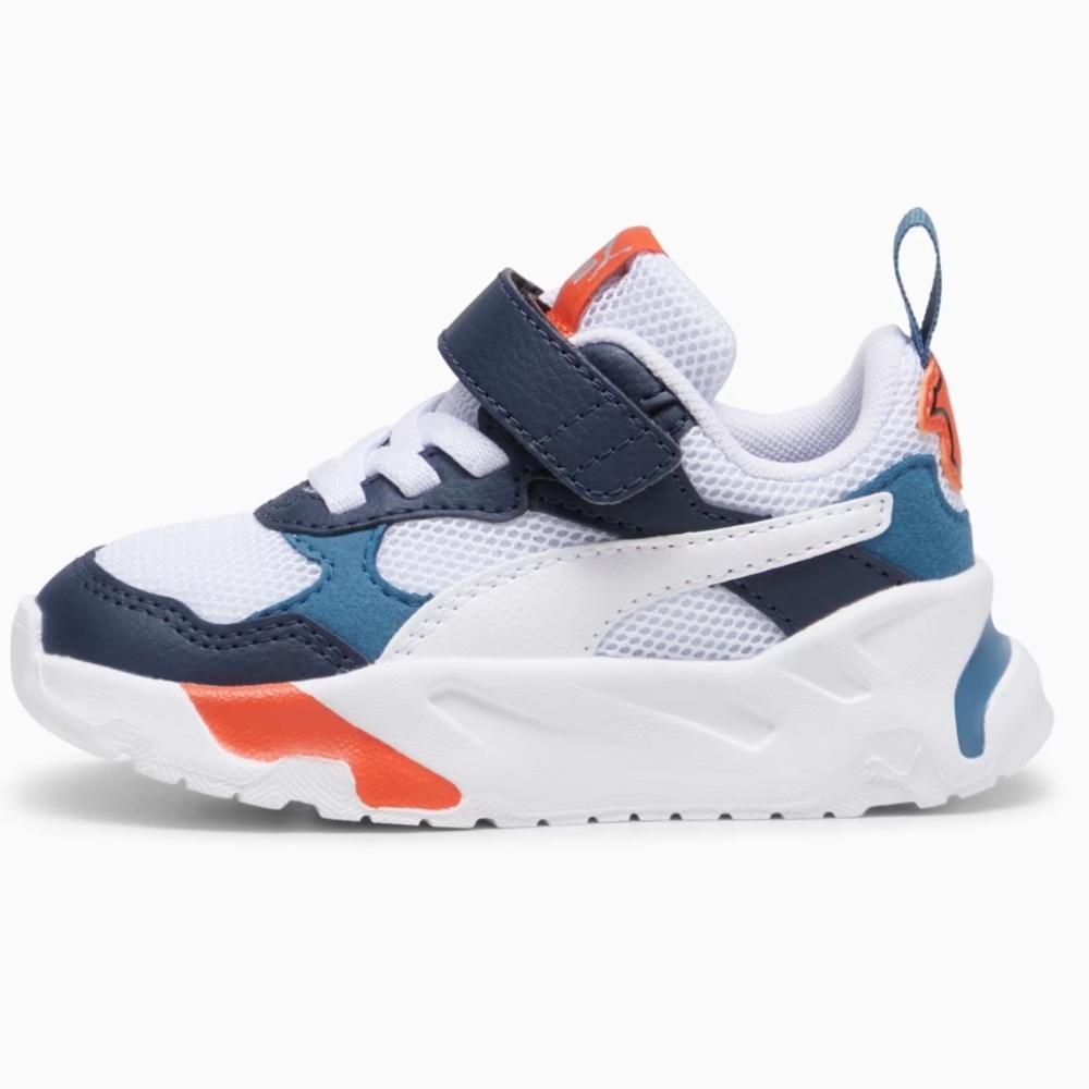Puma Kids White Navy Blue Orange Sneakers